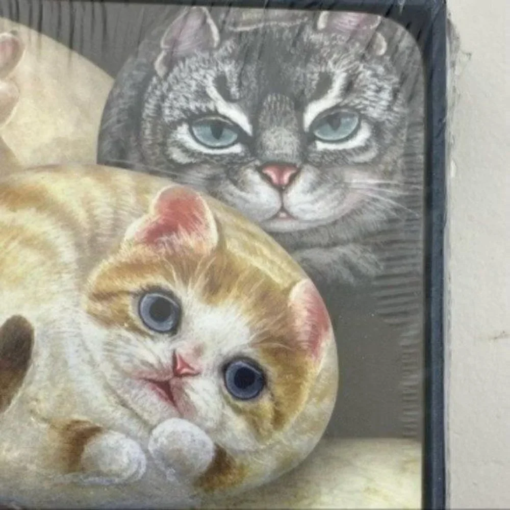 Henry Cats & Friends Cat Coaster ( Set Of 4 ) By Artist Henry Lee Whimsical Gift